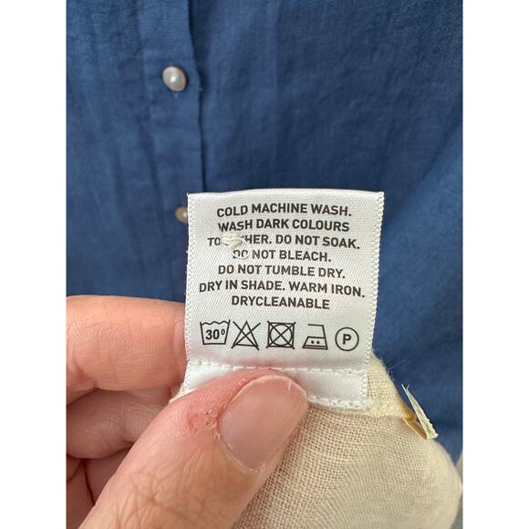 FABULOUS! | 100% Linen Blue Tan Ombre Beach Oversized Button Down Shirt | XL - Picture 7 of 7